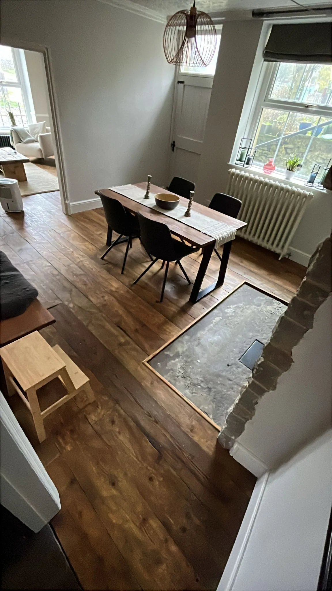 dining room with wood flooring