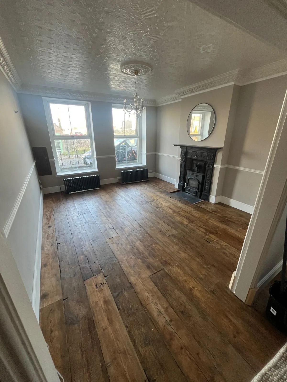 room with new brown wood floorings