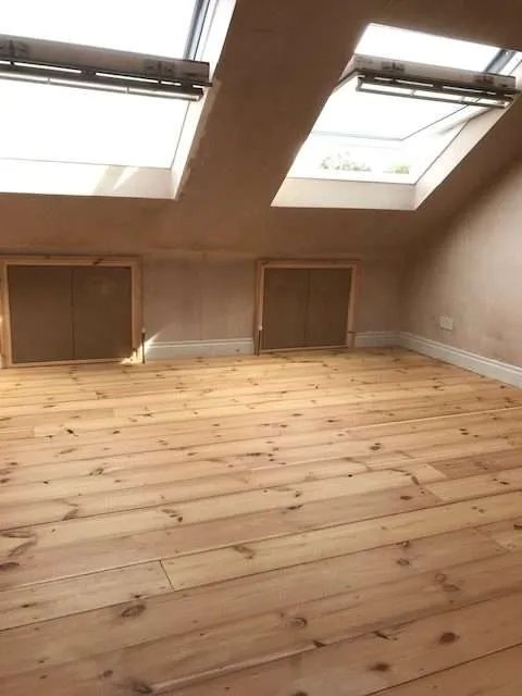 Reclaimed Antique Pine Flooring in attic