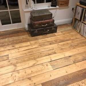 Reclaimed rustic floorboards