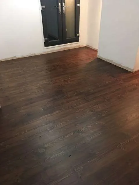 reclaimed pine flooring stained