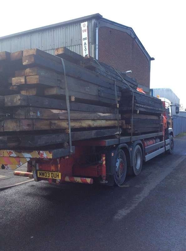 reclaimed wood on back of lorry