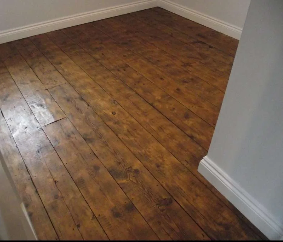 Example of polished rustic wood flooring